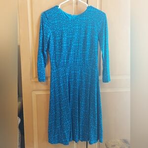 LOFT Peacock Blue Patterned Dress XSP